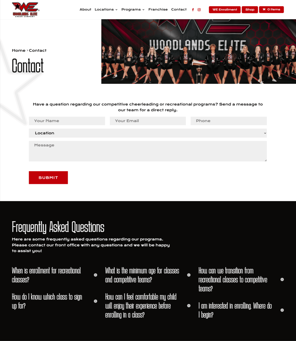 Contact woodlands elite cheer co cheerleading tumbling 05 10 2025 11 59 am 1 | itvibes full service digital marketing agency in houston