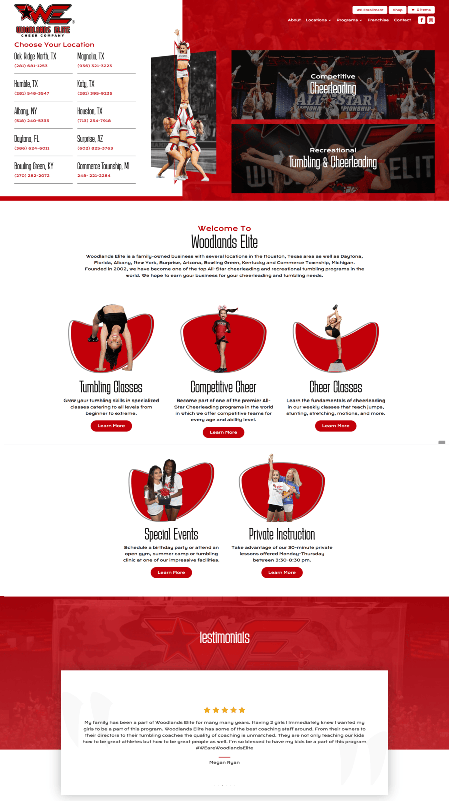 Woodlands elite cheer co Web design | itvibes full service digital marketing agency in houston Woodlands Elite Cheer Home Page Design by Itvibes