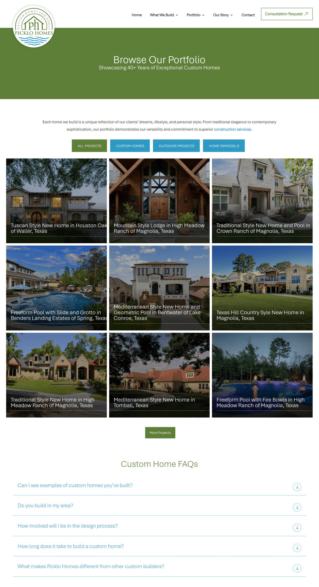 Picklo homes custom project port | itvibes full service digital marketing agency in houston