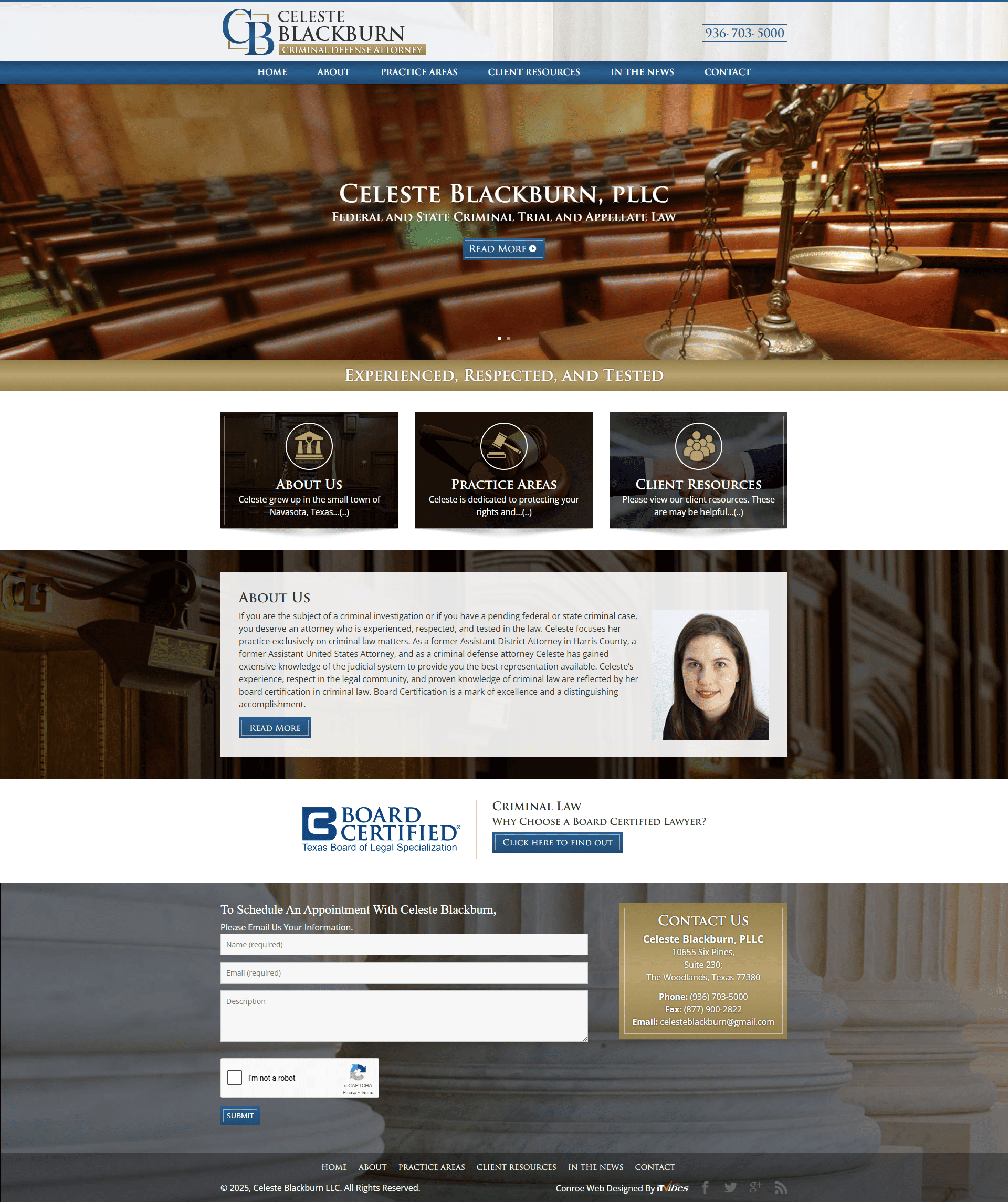 Celeste blackburn | itvibes full service digital marketing agency in houston Celeste Blackburn Law Firm Website Image