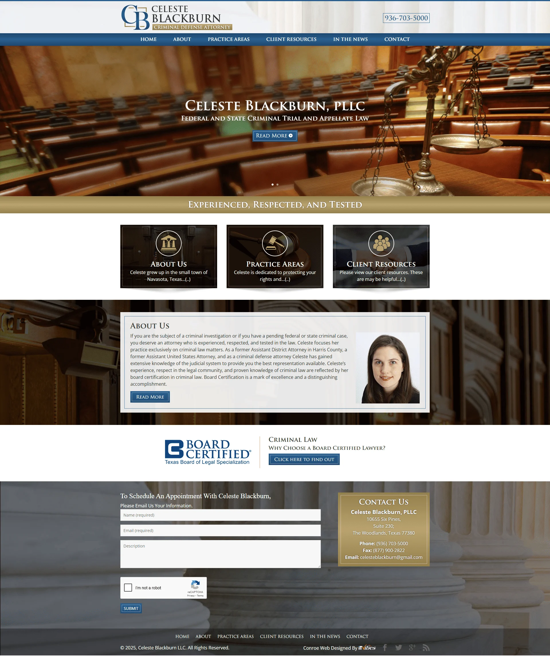 Celeste blackburn | itvibes full service digital marketing agency in houston Celeste Blackburn Law Firm Website Image