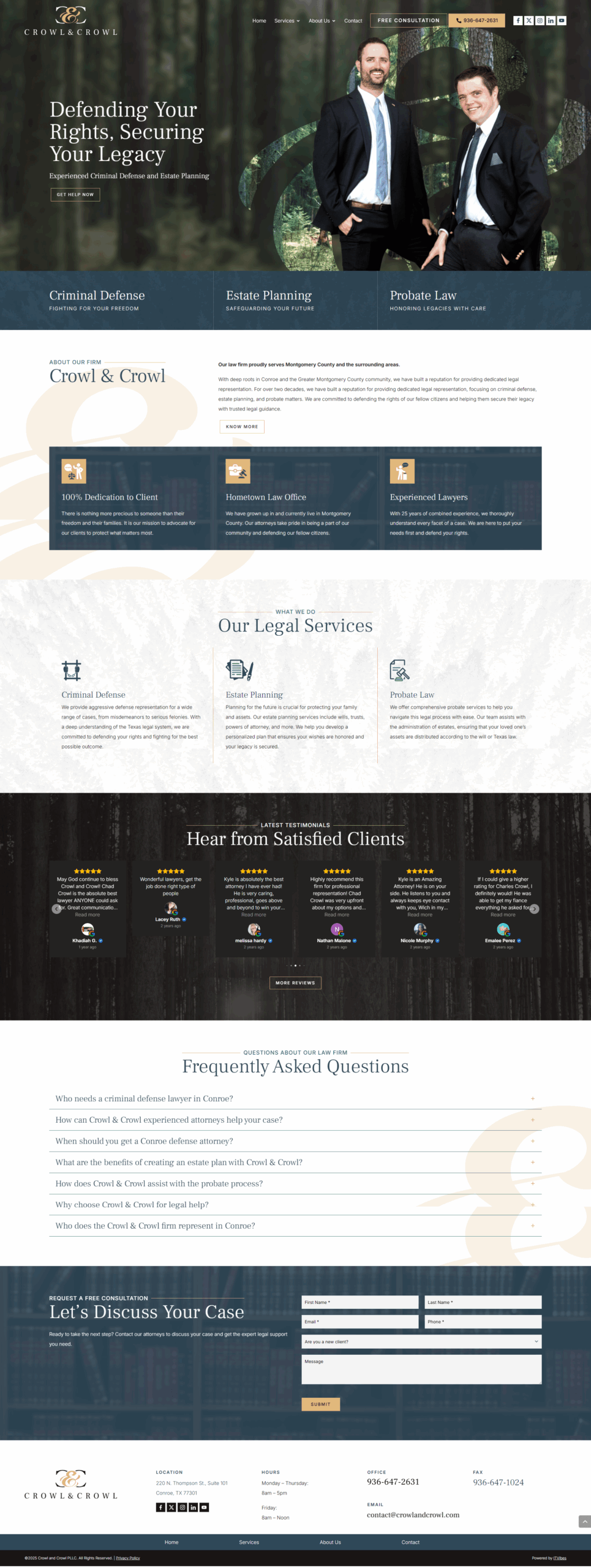 | itvibes full service digital marketing agency in houston Crowl and Crow Law Firm Website Screenshot