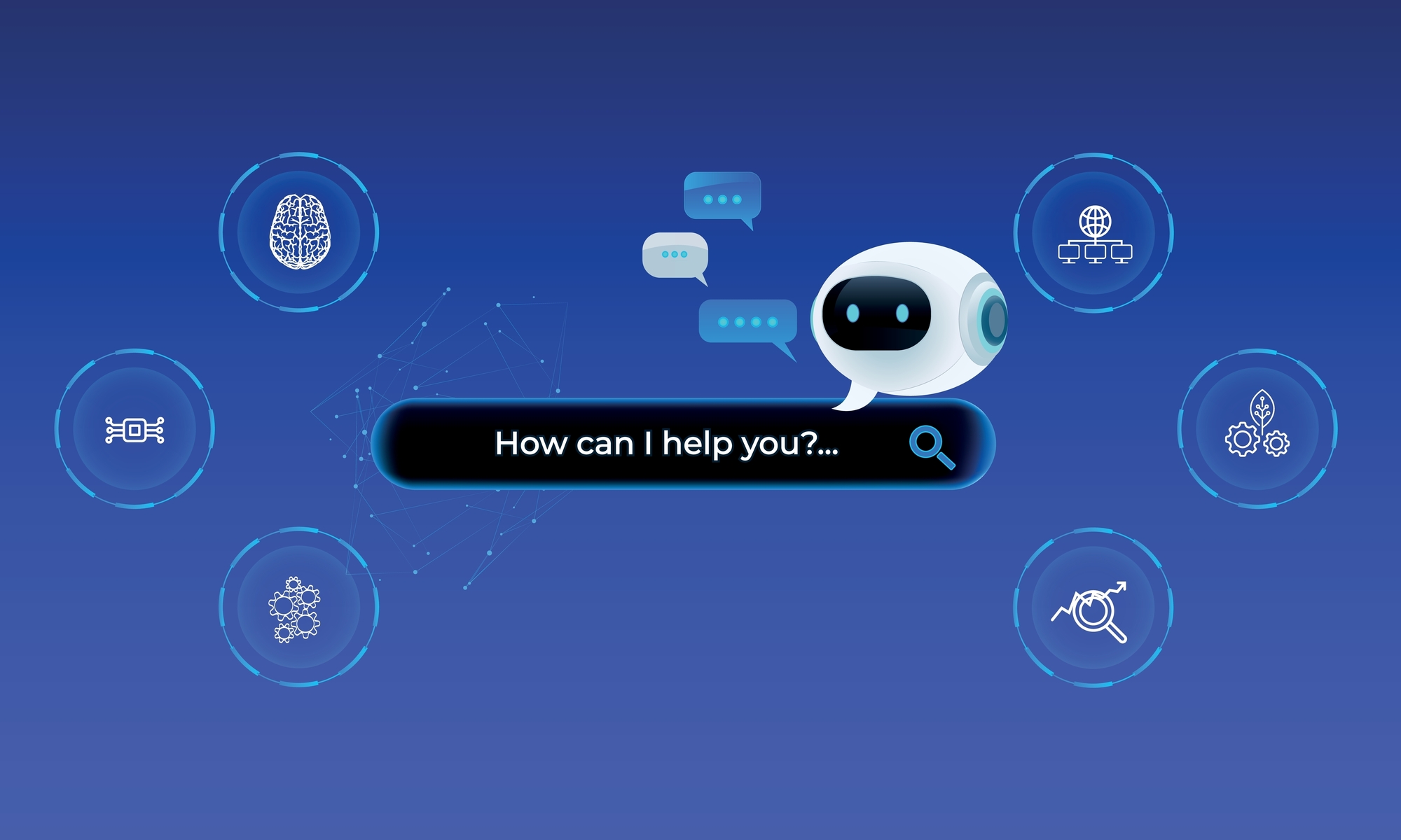 Futuristicaivirtualassistantforcustomerservicechatbottechnologyincludes | itvibes full service digital marketing agency in houston Ai Agent Development Concept Image