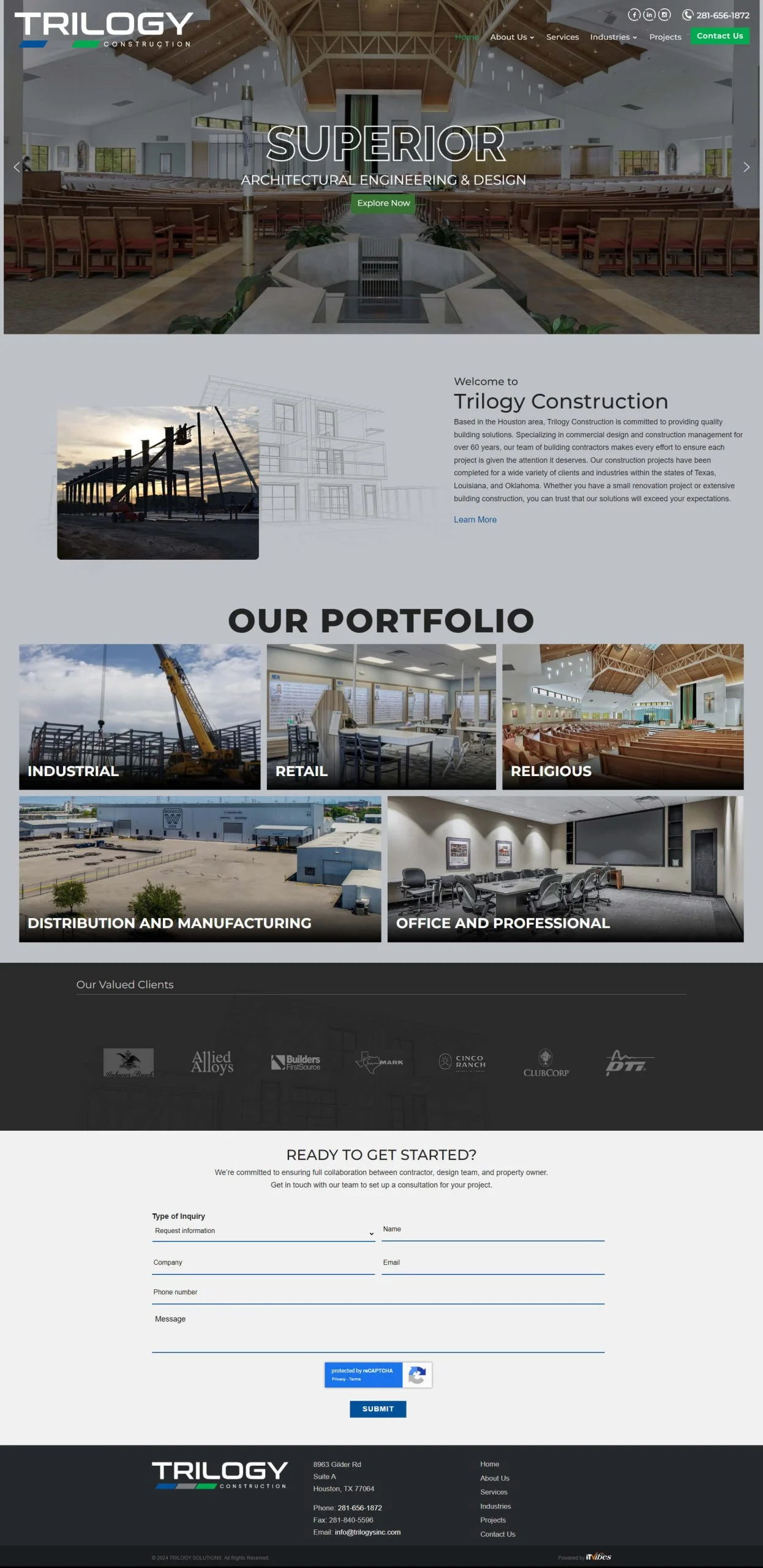 Triology scaled | itvibes full service digital marketing agency in houston Construction Client Website Image