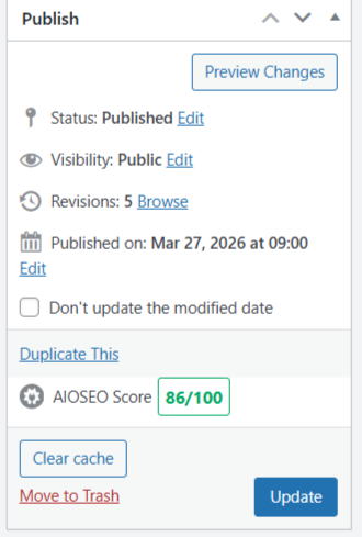 Content scheduling and publishing | itvibes full service digital marketing agency in houston Publish Panel Status Published Visibility Public 5 Revisions Published on Mar 27 2026 at 0900 Aiseo Score 86100 Badge