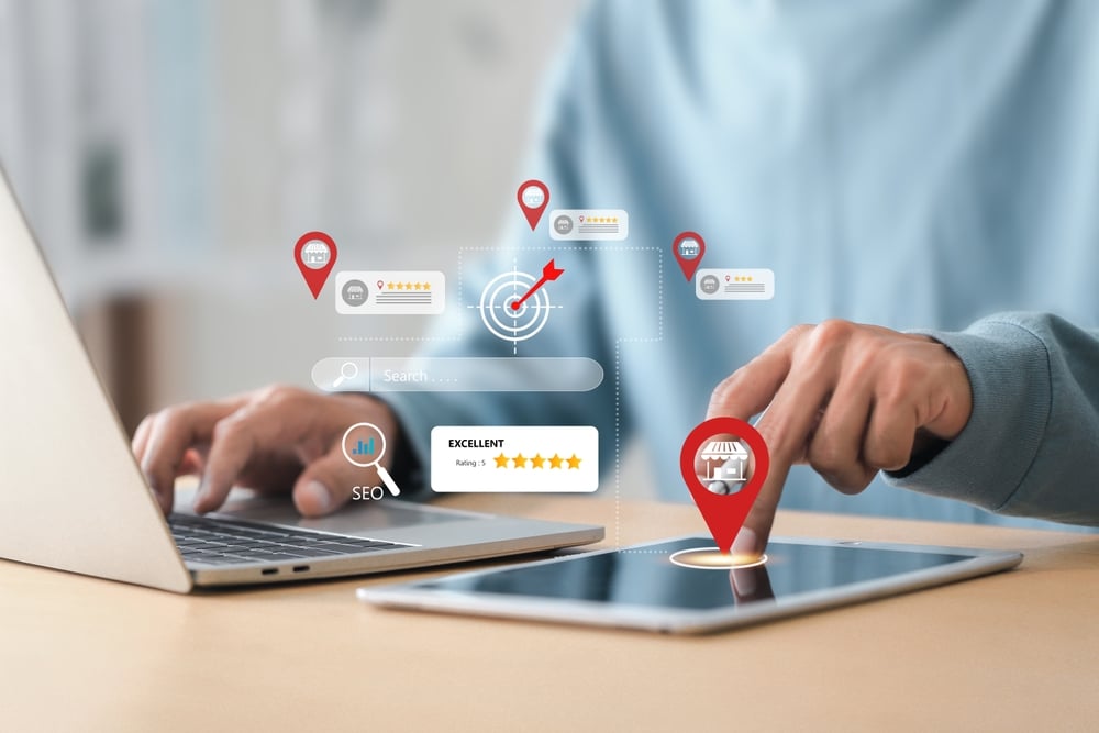 Local search marketing and SEO concept