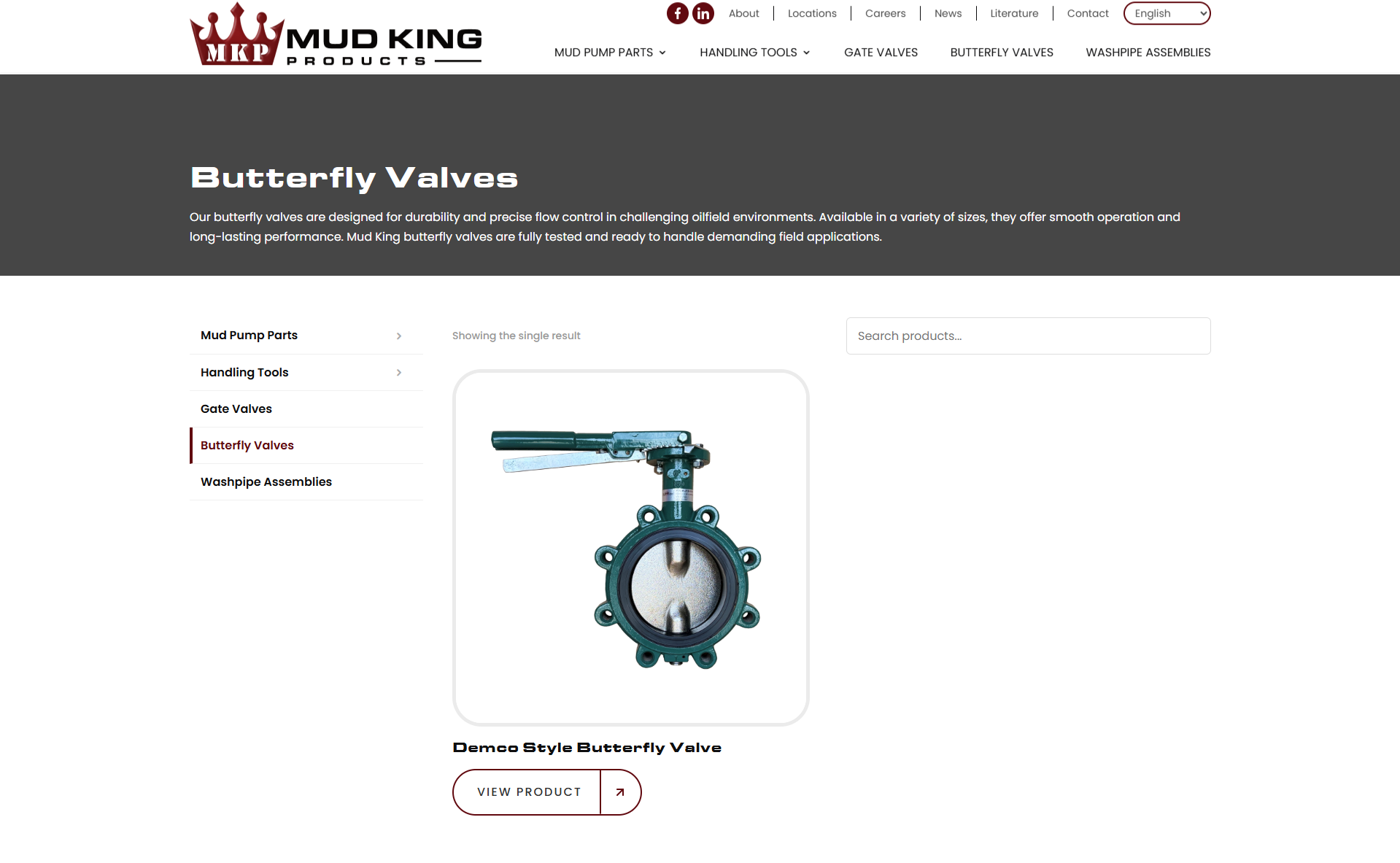 Butterfly Valve with Green Body and Blue Actuator Viewed from the Front on a Product Card