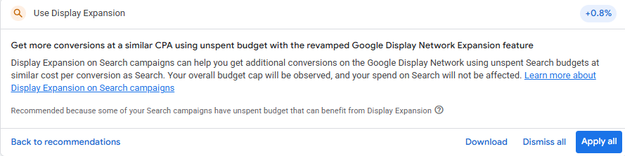 June blog 5 06 04 2026 | itvibes full service digital marketing agency in houston Recommendation Panel for use Display Expansion Explaining How Display Expansion Can Boost Conversions for Campaigns with Apply All and Other Actions Included
