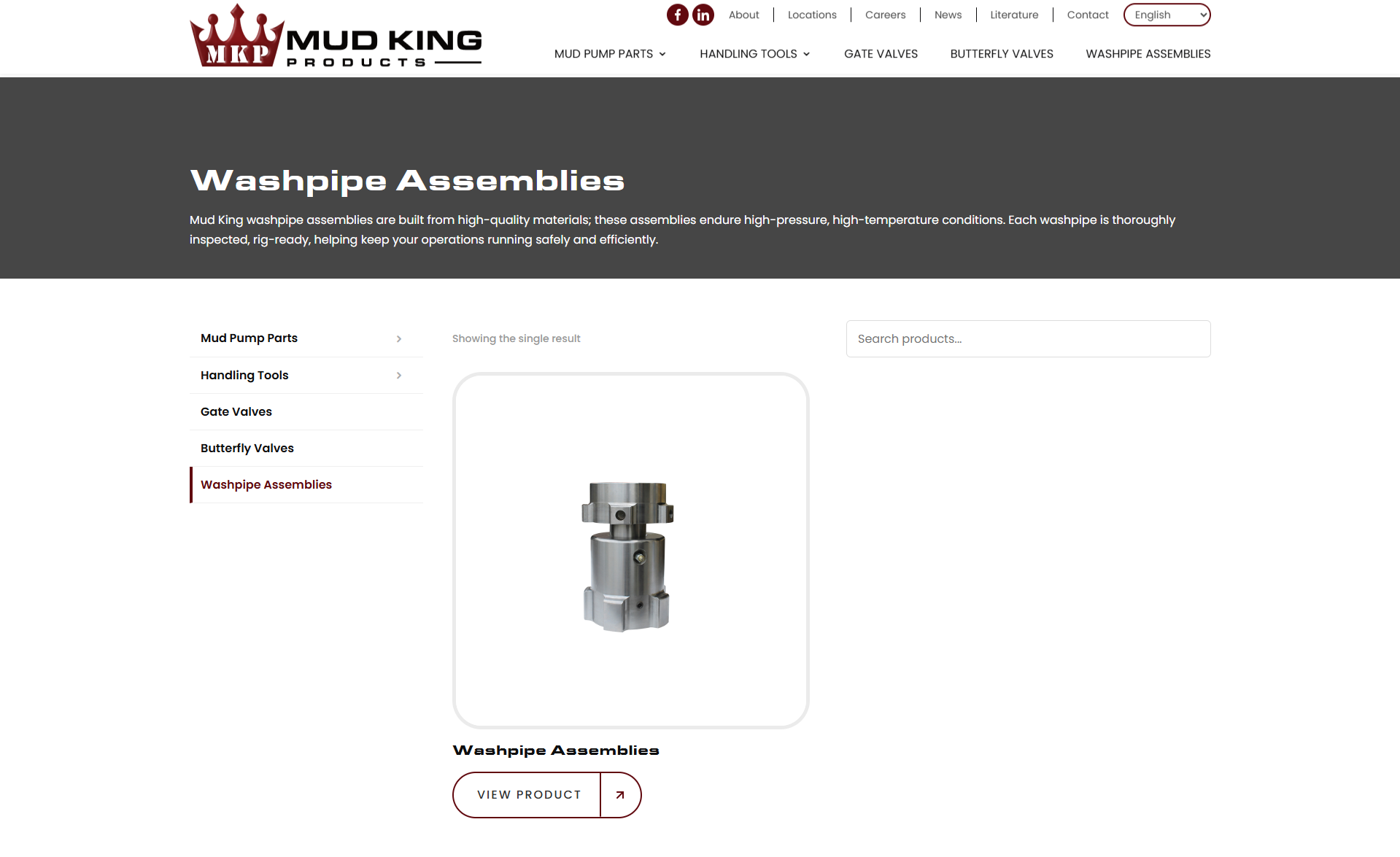 Metal Washpipe Assembly Component with Bolts and Fittings Shown for a Product Listing washpipe Assemblies on the Page