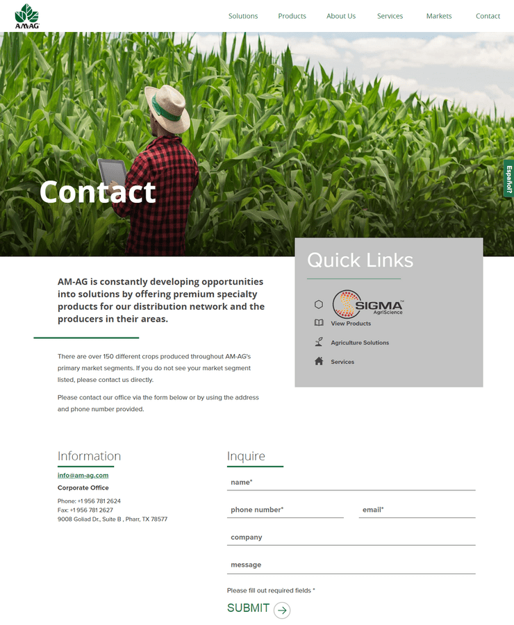 Am contact 1 | itvibes full service digital marketing agency in houston Hero Image for Contact Page Person in a Red Plaid Shirt and Hat Standing in a Cornfield Holding a Tablet with contact Text Overlay