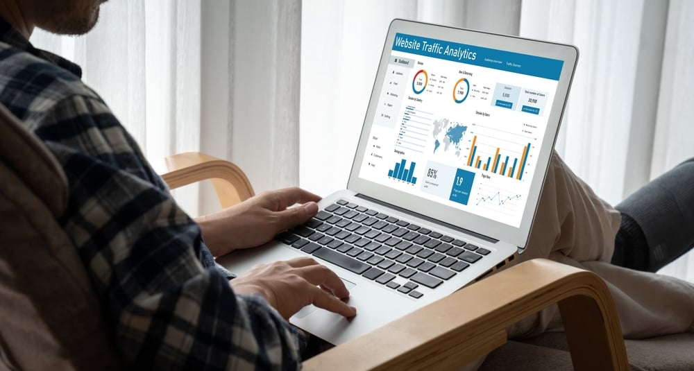 Computersoftwareforwebsitetrafficanalyticsdataoncomputerscreen | itvibes full service digital marketing agency in houston Website Traffic Analytics Data for Seo Performance Analysis