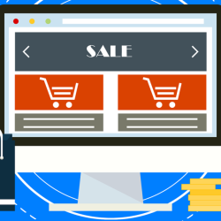 ecommerce website with shopping bag and coins